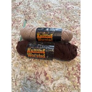 Columbia-Minerva Knitting Worsted 100% Virgin Wool Yarn Lot Natural Wood Brown